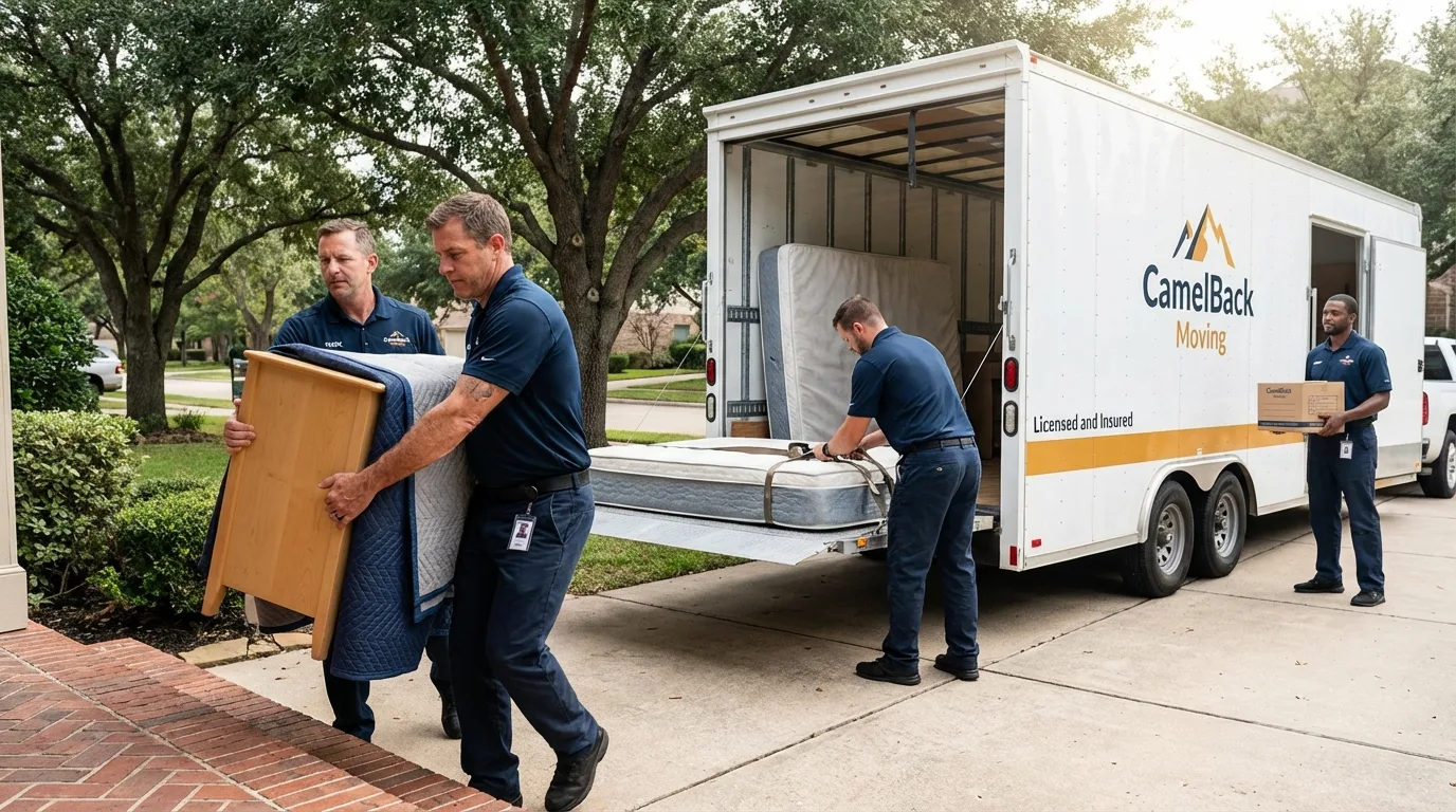 Crew loading residential truck for cross-state move from Stone Mountain, GA
