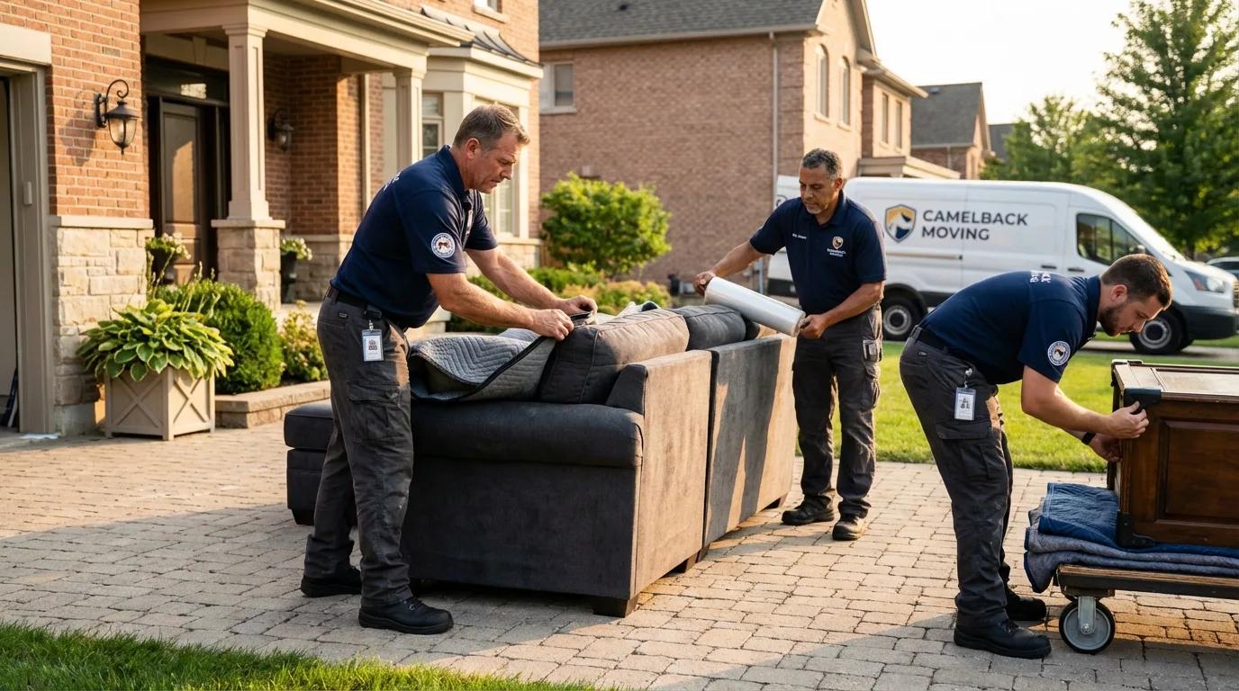 Large estate moving crew wrapping furniture in Stone Mountain, GA